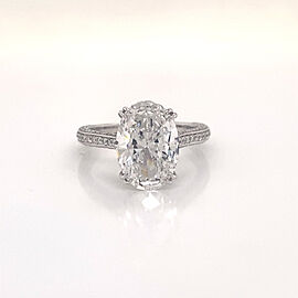 4 Carat Oval Cut Lab Grown Diamond Engagement Ring IGI Certified