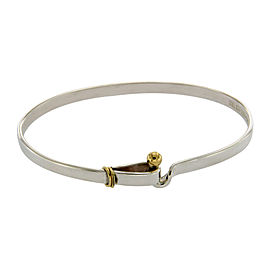 Tiffany & Co. 925 Sterling Silver & 18K Gold Hook & Eye Bangle Bracelet