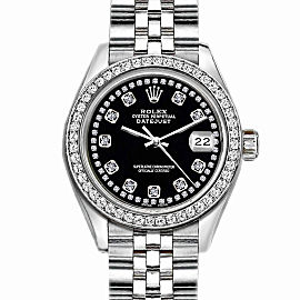 Rolex Datejust Stainless Steel with Black Dial 26mm Womens Watch