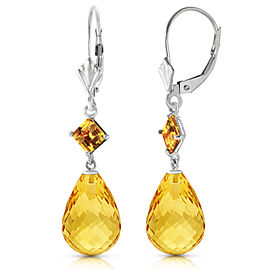 11 CTW 14K Solid White Gold Magnolia Bloom Citrine Earrings