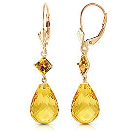 11 CTW 14K Solid Gold Broadway Citrine Earrings