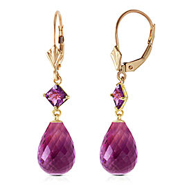 11 CTW 14K Solid Gold Memorable Amethystsyt Earrings