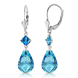 11 CTW 14K Solid White Gold High Tide Blue Topaz Earrings