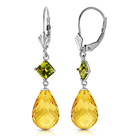 11 CTW 14K Solid White Gold Lasting Values Peridot Citrine Earrings