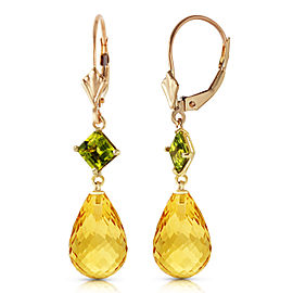 11 CTW 14K Solid Gold Panorama Citrine Peridot Earrings