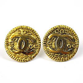 Chanel Gold Tone Metal CC Mark Clip-on Earrings