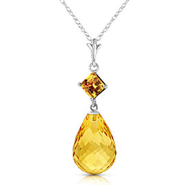 5.5 CTW 14K Solid White Gold Calm After Storm Citrine Necklace