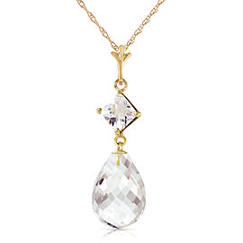 5.5 CTW 14K Solid Gold Delight In November White Topaz Necklace