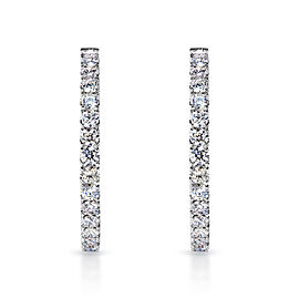 Finley Carat Round Brilliant Cut Earth Mined Diamond Hoop Earrings in 14 Karat White Gold