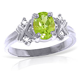 0.97 CTW 14K Solid White Gold Near You Always Peridot Diamond Ring