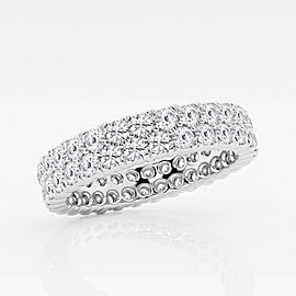 True 2.10 ctw Round Diamond Double Row Eternity Band 14K White Gold