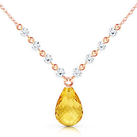 11.3 CTW 14K Solid Rose Gold Dispense Confidence Citrine Diamond Necklace