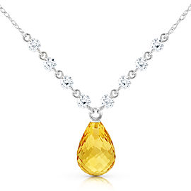 11.3 CTW 14K Solid White Gold Dispense Confidence Citrine Diamond Necklace