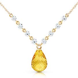 11.3 CTW 14K Solid Gold Mermaids Singing Citrine Diamond Necklace