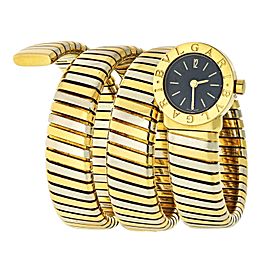 Bulgari Tubogas Two-Tone Gold Wrap Bracelet Watch BB 19 1T