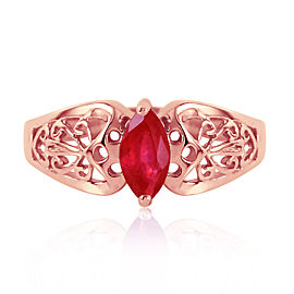 0.2 CTW 14K Solid Rose Gold Filigree Ring Natural Ruby