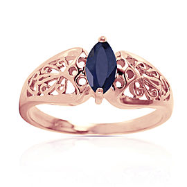 0.2 CTW 14K Solid Rose Gold Filigree Ring Natural Sapphire