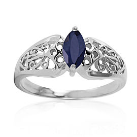 0.2 CTW 14K Solid White Gold Intensely Exact Sapphire Ring