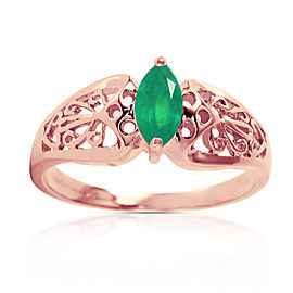 0.2 CTW 14K Solid Rose Gold Filigree Ring Natural Emerald