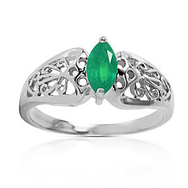 0.2 CTW 14K Solid White Gold Sailing In The Wind Emerald Ring