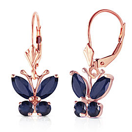 1.24 CTW 14K Solid Rose Gold Butterfly Earrings Sapphire