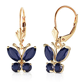 1.24 CTW 14K Solid Gold Butterfly Earrings Sapphire