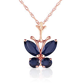 0.6 CTW 14K Solid Rose Gold Butterfly Necklace Natural Sapphire