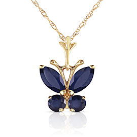 0.6 CTW 14K Solid Gold Butterfly Necklace Natural Sapphire