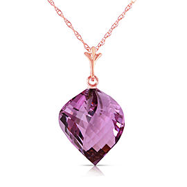 10.75 CTW 14K Solid Rose Gold Necklace Twisted Briolette Amethyst