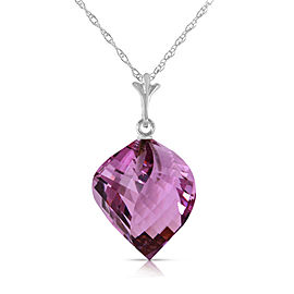 10.75 CTW 14K Solid White Gold Necklace Twisted Briolette Amethyst