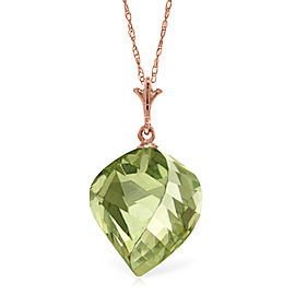 13 CTW 14K Solid Rose Gold Necklace Twisted Briolette Green Amethyst