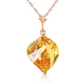 11.75 CTW 14K Solid Rose Gold Necklace Twisted Briolette Citrine