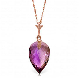 9.5 CTW 14K Solid Rose Gold Necklace Pointy Briolette Drop Amethyst