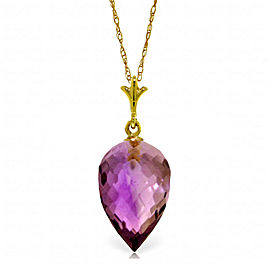 9.5 CTW 14K Solid Gold Necklace Pointy Briolette Drop Amethyst