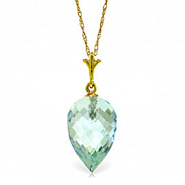 11.25 CTW 14K Solid Gold Necklace Pointy Briolette Drop Blue Topaz