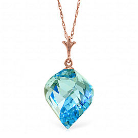 13.9 CTW 14K Solid Rose Gold Necklace Twisted Briolette Blue Topaz