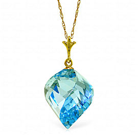 13.9 CTW 14K Solid Gold Necklace Twisted Briolette Blue Topaz