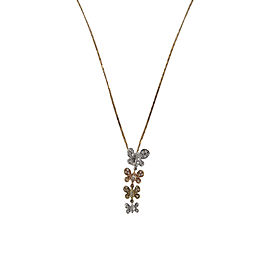 14K Tri-Tone Gold Butterfly Link and Diamond Necklace