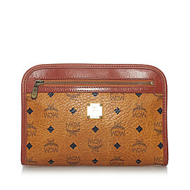 MCM Visetos Leather Clutch Bag