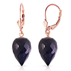 25.7 CTW 14K Solid Rose Gold Drop Briolette Sapphire Earrings