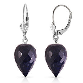 25.7 CTW 14K Solid White Gold Drop Briolette Sapphire Earrings