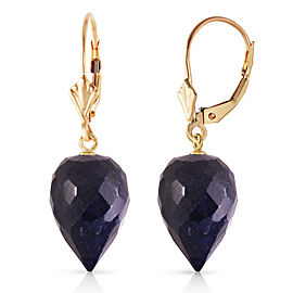 25.7 CTW 14K Solid Gold Drop Briolette Sapphire Earrings