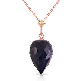 12.9 CTW 14K Solid Rose Gold Necklace Pointy Briolette Drop Sapphire