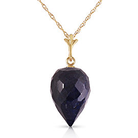 12.9 CTW 14K Solid Gold Necklace Pointy Briolette Drop Sapphire