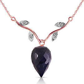 12.92 CTW 14K Solid Rose Gold Romance Sapphire Diamond Necklace