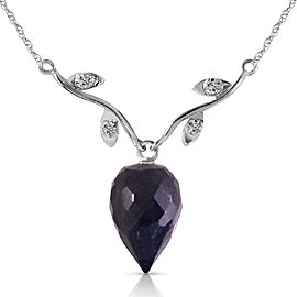 12.92 CTW 14K Solid White Gold Succeed Like Success Sapphire Diamond Necklace