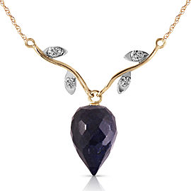 12.92 CTW 14K Solid Gold La Bella Vita Sapphire Diamond Necklace