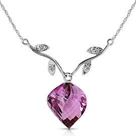 10.77 CTW 14K Solid White Gold Necklace Diamond Twisted Briolette Amethyst