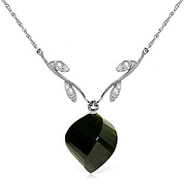 15.52 CTW 14K Solid White Gold Necklace Diamond Twisted Briolette Black Spinel