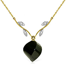 15.52 CTW 14K Solid Gold Necklace Diamond Twisted Briolette Black Spinel